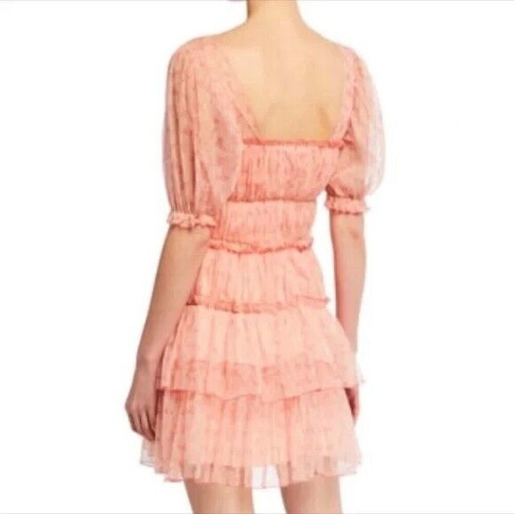 NWD Jonathan Simkhai Delilah Tiered Floral Tulle Mini Dress Size 12 Pink #1A452 - Picture 3 of 12
